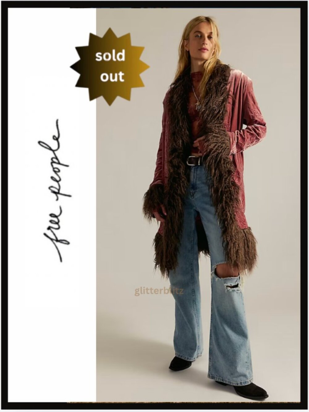 Free People Penny Lane Moon Glow Coat - Pink Brown - Last One In Stock!